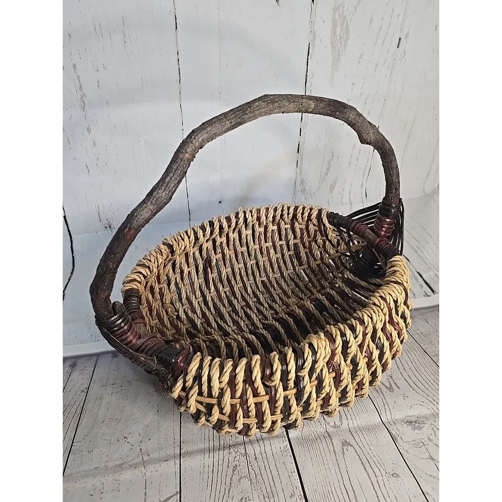 Antique Primitive Hand Made Woven Split  Egg Gathering‎ Basket Large